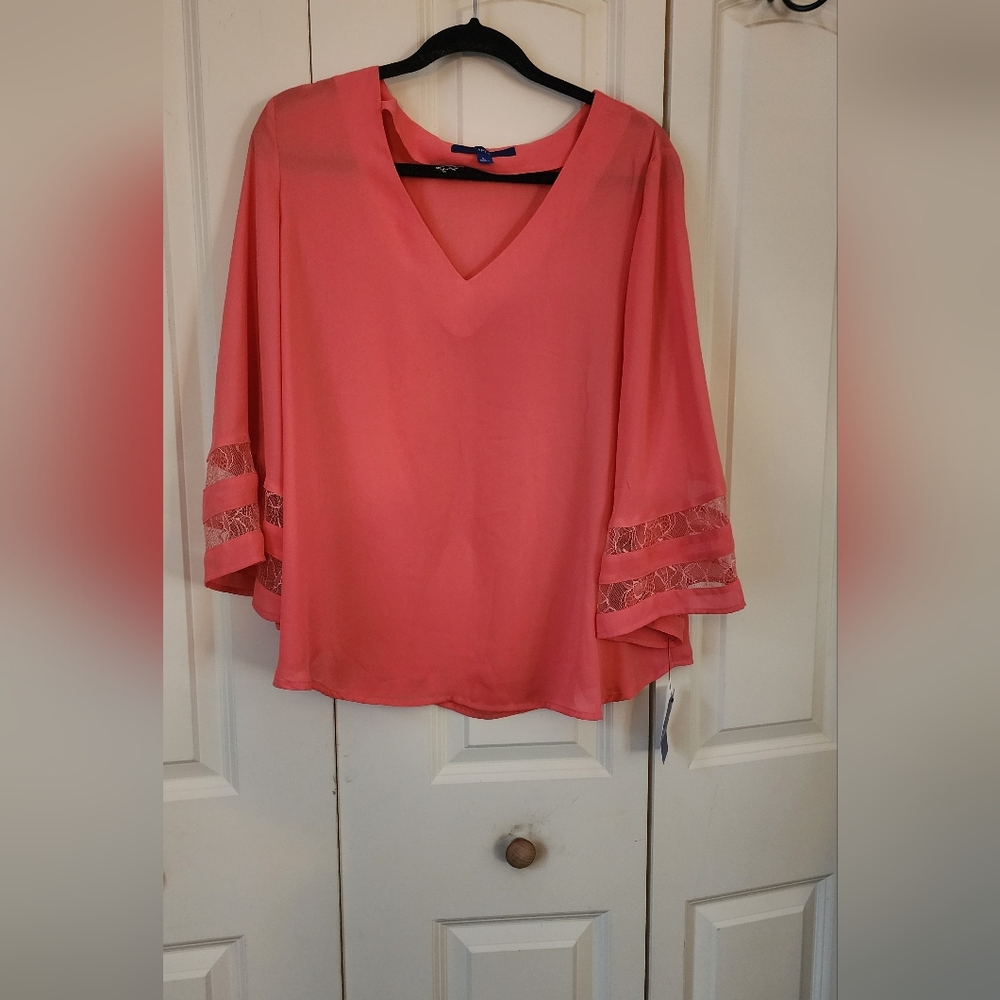 Women's Coral V-Neck Blouse